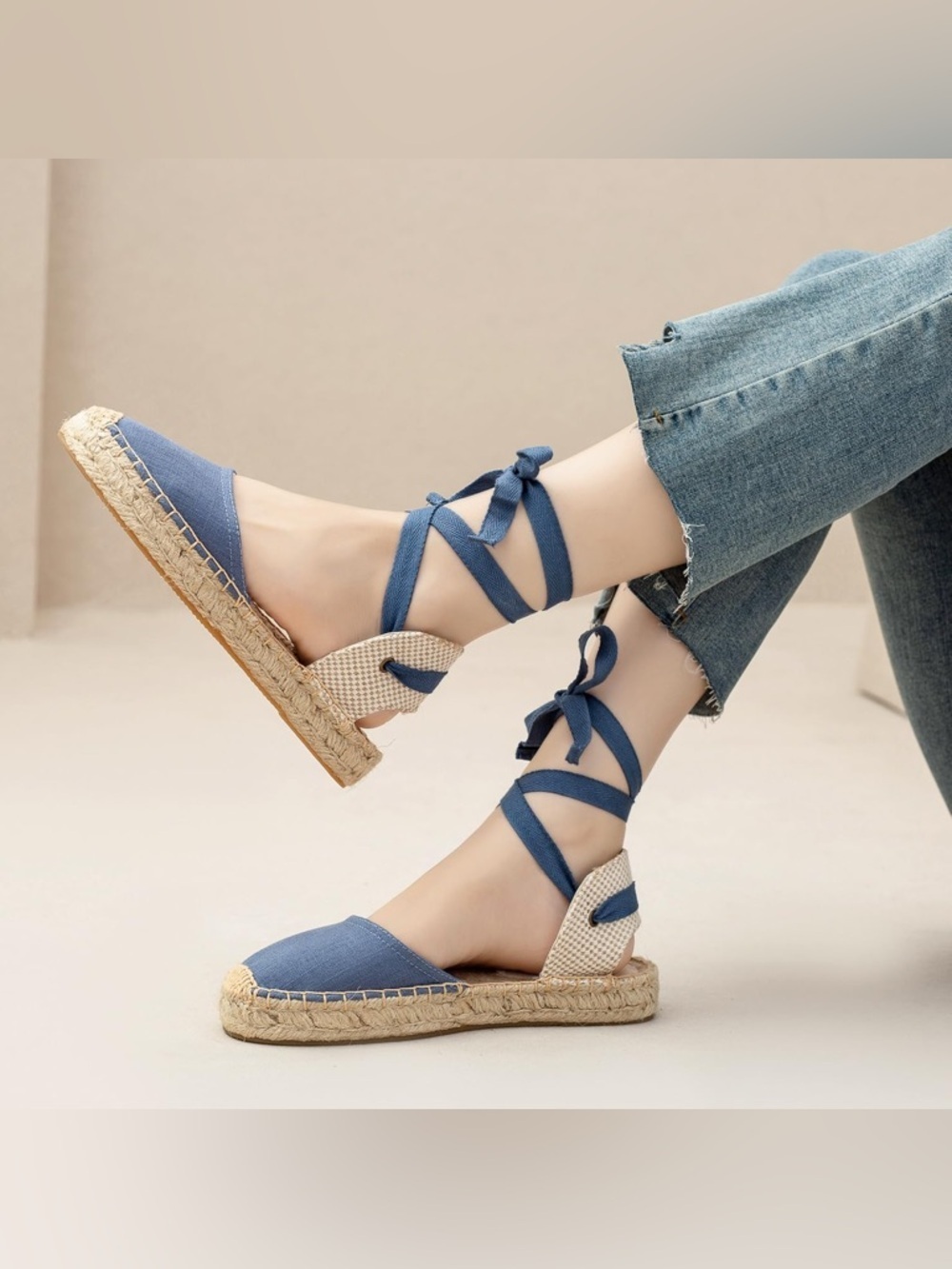A Couple Of Lines Blue Spanish Espadrille Flats Women’s Size 8.5 NWT